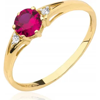 Prsten Prstýnek zlatý Ergold se zirkonem 585 leštěný 14/17 mm