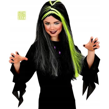 Karnevalová paruka SVÍTÍCÍ PARUKA ČARODĚJNICE VE TMĚ GLOW HAIR