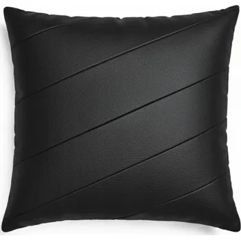 Polštář POLŠTÁŘ na pohovku, křeslo, gauč, EKO-KŮŽE, vzor: pruhy, ČERNÝ, 36x36 cm