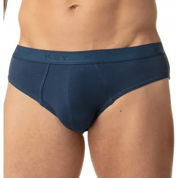 Pánské spodní prádlo Pánské slipy Key STŘIH DOPASOVANÝ MPP 019 2 kusy NAVY M