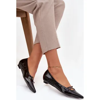 Dámské baleríny Černé lakované balerínky s třásněmi Zarelia Boto černá | krémová 3467823