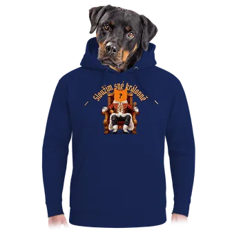 Pánská mikina Bastard Sloužím svému králi unisex mikina premium Navy