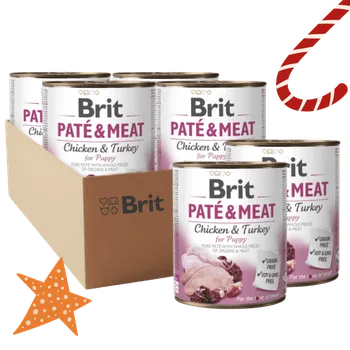 Krmivo pro psa 4 + 2 ZDARMA Brit Paté & Meat for Puppy