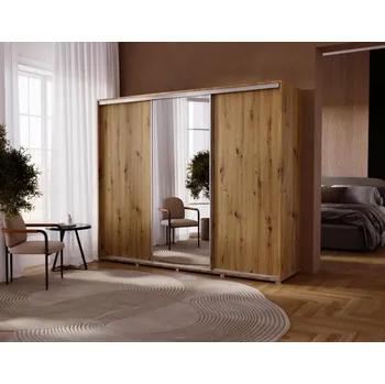 Šatní skříň Šatní skříň Silver Barva korpusu: Dub - Artisan, Rozměry: 255 cm, Dveře: Zrcadlo