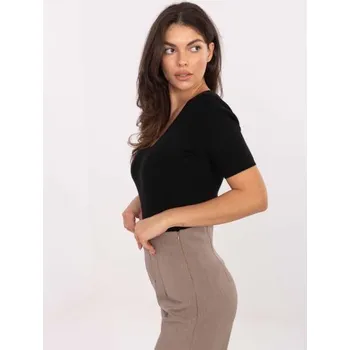 Dámský svetr Černý pruhovaný svetr s výstřihem do V