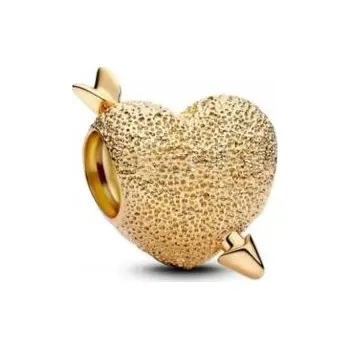 Přívěsek Zlatý přívěsek charms srdce probodnuté šípem - valentýnský, stříbro 925