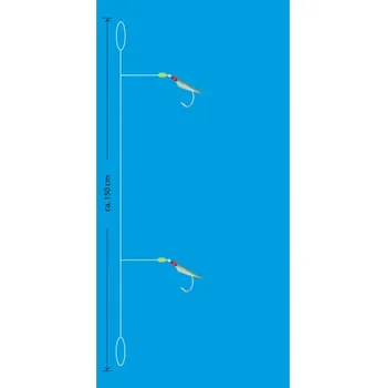 Rybářský háček Aquantic návazec Real Skin Leader Rig 2 háčky velikost 12 délka 150cm natural