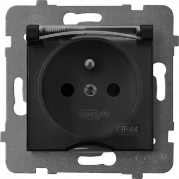 Elektrická zásuvka Ospel AS Zásuvka s krytím proti stříkající vodě, černá