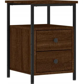 Noční stolek Industriální Noční Stolek z Materiálu na bázi Dřeva, Hnědý Dub, 34x35.
