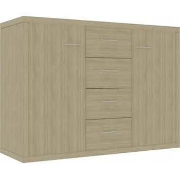 Komoda Minimalistická komoda se 4 zásuvkami a 2 dvířky Dub Sonoma 88x30x65 cm