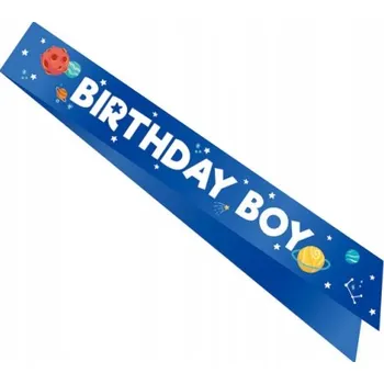 Party dekorace Narozeninová šerpa BIRTHDAY BOY modrá vesmír
