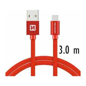 Kabel Swissten 71527901 USB 2.0 typ A na C 3m Kabel, USB 2.0, zástrčka A - zástrčka C, opletený, 3m, černý