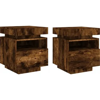 Noční stolek Noční stolek LED RGB, dřevotříska, kouřový dub, 40x39x48,5 cm