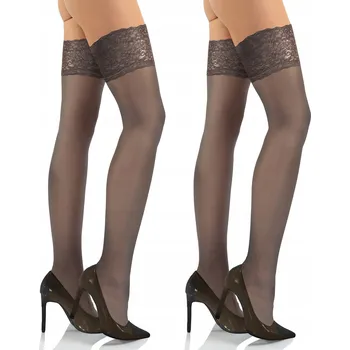 Dámské punčochy Samodržící punčochy Sesto Senso s krajkou 2 páry 15 DEN velikost 3/4 Avana