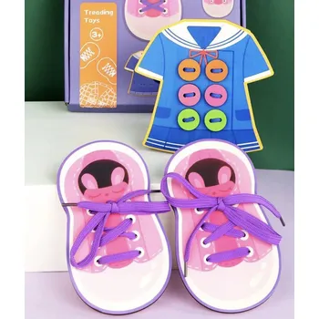 Dřevěná hračka galerie hraček Dřevěná šněrovací bota - růžová