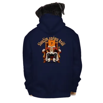 Pánská mikina Bastard Sloužím svému králi pánská mikina na zip Navy