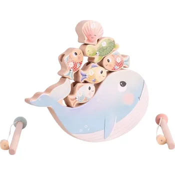 Dřevěná hračka eliNeli Balanční hra Rybičky 4v1