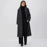 Reserved - Kabát z vlněné směsi s páskem k uvázání - černý - 723AY-99X - 723AY-99X-XXL