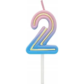 Dortová svíčka NAROZENINOVÁ svíčka číslice 2 OMBRE dvě na dort