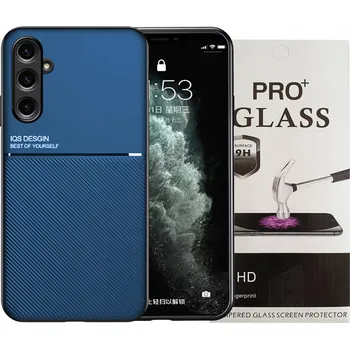 Pouzdro na mobilní telefon Pouzdro pro Samsung Galaxy M55 5G Zadní Kryt Kryt + 9H Sklo Barva Modrá