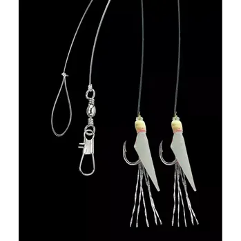 Rybářský háček Aquantic návazec Real Skin Leader Rig 2 háčky velikost 12 délka 150cm natural