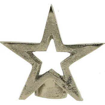 Svícen Kovový svícen hvězda na čajovou svíčku ve stříbrné barvě stříbrná