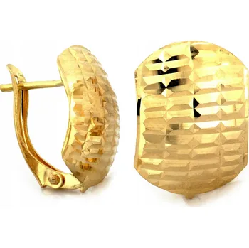 Náušnice Náušnice zlaté plíšky 585 14k pro ženu, diamantované, 2.40g