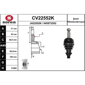 Autodíl Sada kloubů, hnací hřídel EAI CV22552K