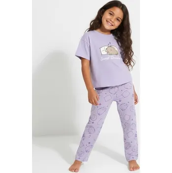 Dívčí spodní prádlo Sinsay - Dvoudílná pyžamová souprava Pusheen the cat - levandulová - 445EV-04X - 445EV-04X-116