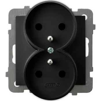 Elektrická zásuvka Ospel AS nástěnná Elektrická zásuvka černá GP-2GRZ/m/33