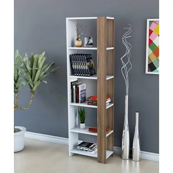 Knihovna Regál VerDesign 50 cm x 160 cm x 19,6 cm bílý, ořech