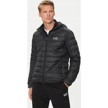 Moto bunda EA7 EMPORIO ARMANI ORIGINÁLNÍ PÉŘOVÁ PROŠÍVANÁ BUNDA ČERNÁ S KAPUCÍ XL