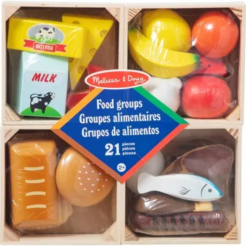Dřevěná hračka Melissa & Doug Dřevěná zelenina a ovoce - vzdělávací sada jídla, 21 dílů