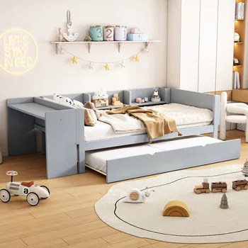 Postel Jednolůžková dřevěná postel Arhatreya 90x200 cm šedá