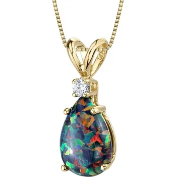 Šperk Zlatý přívěsek s černým opálem a diamantem Raulla