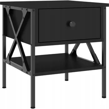 Noční stolek Industriální noční stolek s nastavitelnými nožičkami, černý, 40x42x45 cm