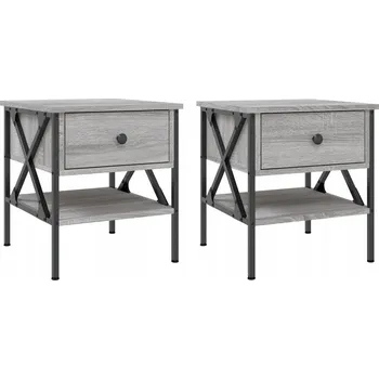 Noční stolek Industriální noční stolky šedé dub sonoma 40x42x45 cm