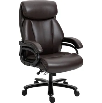 Kancelářské křeslo Vinsetto manažerské křeslo herní křeslo otočné křeslo houpací funkce silné čalounění nosnost 180 kg ergonomický design výškově nastavitelná umělá kůže hnědá 72x83x114-122 cm
