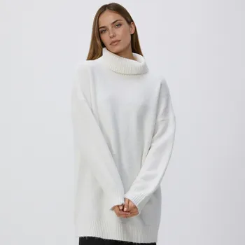 Dámský svetr Reserved - Dlouhý rolákový svetr - krémová - 151GS-01X - 151GS-01X-XXL