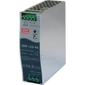 spínaný zdroj MEANWELL • SDR-120-48 • Průmyslový napájecí spínaný zdroj 48V 120W na DIN