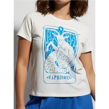 Dámské tričko Sinsay - Bavlněná košilka s potiskem - bílá - 8131J-00R - 8131J-00R-L