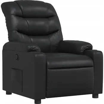 Křeslo Rozkládací křeslo s manuální funkcí sklápění, umělá kůže, černé, 75,5x