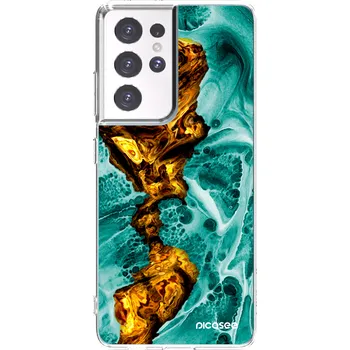 Pouzdro na mobilní telefon Picasee silikonový průhledný obal pro Samsung Galaxy S21 Ultra 5G G998B - Goldsky