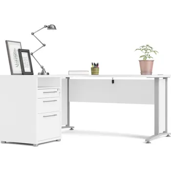 Psací stůl Rohové pracovní místo Modulo 159 x 150,5 cm, bílá / šedá