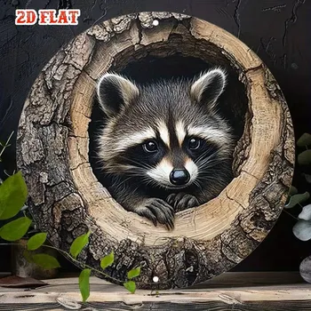 Plechová cedule BAF 2D kulatá plechová cedule Mýval v dutině stromu. pr. 20 cm