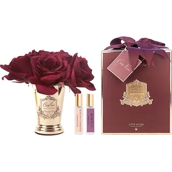 Aroma difuzér Côte Noire Gold Goblet kytice 7 parfémovaných růží Carmine Red