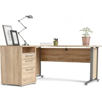 Psací stůl Rohové pracovní místo Modulo 159 x 150,5 cm, dub sonoma / šedá