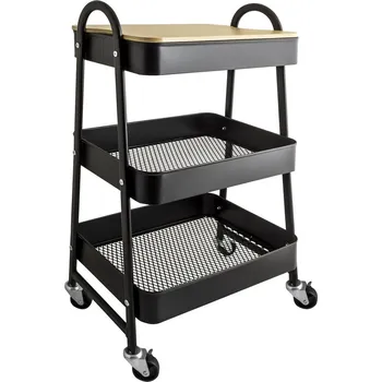 regál AWD Regál 3patra BLACK SERIE 1822 45,5x30,5x78,5cm na kolečkách