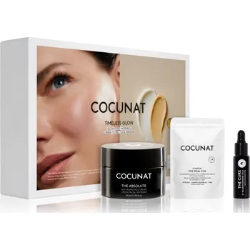 Pleťové sérum Cocunat Timeless Glow Cocunat The Cure vyživující sérum s bakuchiolem 9,6 ml + Cocunat Clinical The Real C pleťové sérum s vitaminem C 9,76 ml + krém proti stárnutí 50 ml