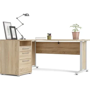 Psací stůl Rohové pracovní místo Modulo 159 x 150,5 cm, dub sonoma / bílá